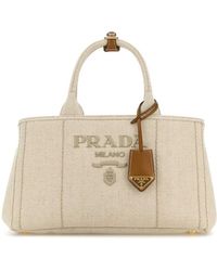 Prada - Sand Canvas Shopping Bag - Lyst