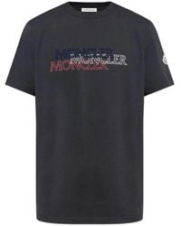 Moncler - Cotton T-Shirt With Logo Print - Lyst