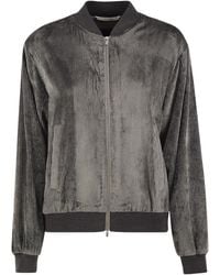 Peserico - Stretch Corded Velvet Bomber Jacket With Silk Details - Lyst