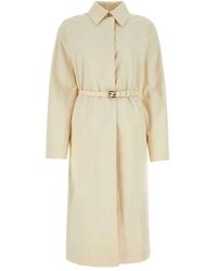 Fendi - Ivory Polyester Blend Overcoat - Lyst