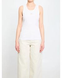 Dolce & Gabbana - Dolce & Gabbana Tank Top Ribbon Logo Strass - Lyst