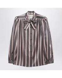 Valentino - Striped Crepe De Chine Shirt - Lyst