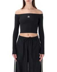 adidas Originals - Essentials Off Shoulder T-Shirt - Lyst