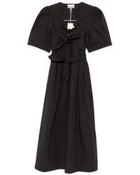 Ganni - V Neck Midi Dress - Lyst