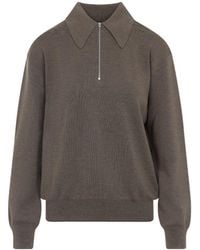 Phoebe Philo - Taupe Polo Neck Wool Top - Lyst