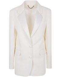 Golden Goose - Journey W's Single Breasted Over Jacket Viscose Wool Crepe W Satin Lapel & Beads Embroidery - Lyst