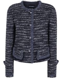 Emporio Armani - Tweed Blazer Jacket - Lyst