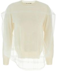 Comme des Garçons - Wool Sweater With Multilayer Tulle Detail - Lyst