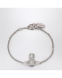 Vivienne Westwood - Platinum Orb Logo Bracelet With Crystals - Lyst