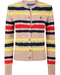 Polo Ralph Lauren - Cable-Knit Striped-Pattern Cardigan - Lyst