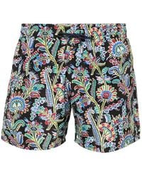 Etro - Paisley Print Logo Swim Shorts - Lyst