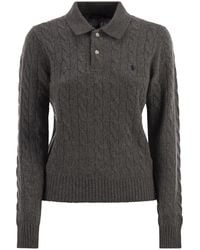 Polo Ralph Lauren - Wool And Cashmere Polo Shirt With Cable Knit - Lyst
