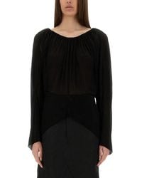 Rick Owens - Flowing Draped Top With Wide Neckline - Lyst