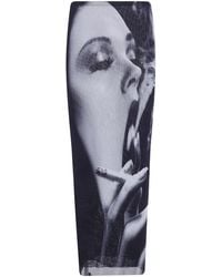 Jean Paul Gaultier - Mesh Long Skirt Printed "Smoking - Lyst