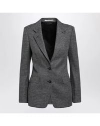 Tagliatore - Singlebreasted Anthracite Jacket With Houndstooth Pattern - Lyst