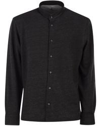 Brunello Cucinelli - Linen And Cotton Shirt With Band Collar - Lyst