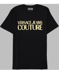 Versace Jeans Couture - T-Shirt Con Logo Metallizzato - Lyst
