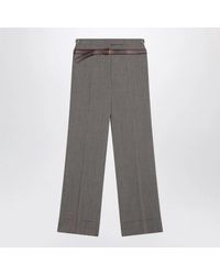 Prada - Wool Blend Trousers With Printed Belt - Lyst