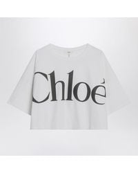 Chloé - Cropped Boxy Logo T-Shirt - Lyst