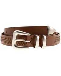 Brunello Cucinelli - Calfskin Belt With Woven Decoration - Lyst