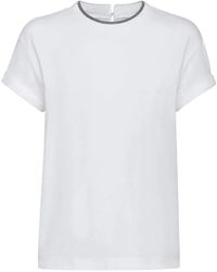 Brunello Cucinelli - Embroidered Collar Cotton T-Shirt - Lyst