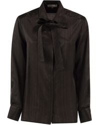 Antonelli - Striped Silk-Blend Shirt With Bow - Lyst