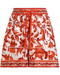 Dolce & Gabbana - Maiolica Print Silk Shorts - Lyst