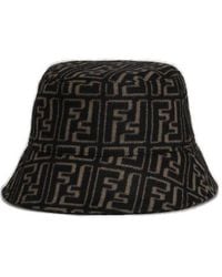 Fendi - Logo Printed Raffia Bucket Hat - Lyst