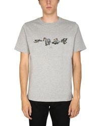 Paul Smith - Crewneck T-Shirt With Front Logo Organic Cotton T-Shirts - Lyst