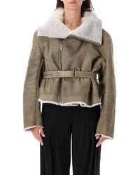 Rick Owens - Cropped Flight Shearling Jacket - Lyst