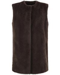 Herno - Long Faux Fur-Effect Gilet With Round Neckline - Lyst