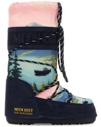 Moon Boot - Printed Canvas And Suede X Guest In Residence Icon Boots - Lyst