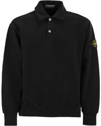 Stone Island - Cotton Sweatshirt With Polo Collar - Lyst