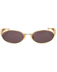 Bottega Veneta - Metal Oval Glasses Featuring Distinctive Sculptural Sardine-Shaped Temples And Transparent Lenses - Lyst