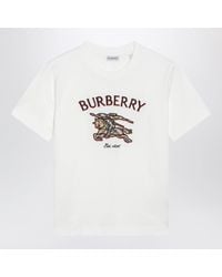 Burberry - Cotton Crew-Neck T-Shirt With Knight Check - Lyst