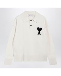 Ami Paris - Ami De Coeur Wool Polo Sweater - Lyst