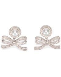 Self-Portrait - Earrings With Bow And Pearl - Lyst