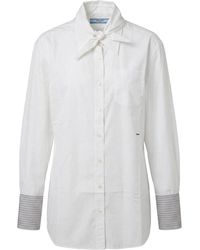 Prada - Shirt With Striped Cuff Detail - Lyst