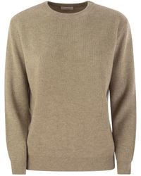 Brunello Cucinelli - English Rib Cashmere Sweater With Monile - Lyst