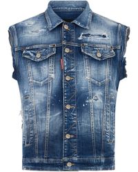 DSquared² - Distressed Denim Jacket - Lyst