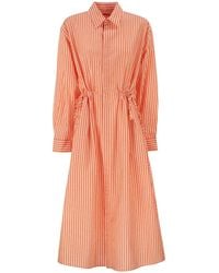 Polo Ralph Lauren - Striped Linen Cotton Shirt Dress With Drawstring - Lyst