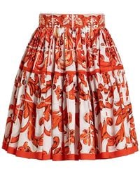Dolce & Gabbana - Dolce & Gabbana Majolica-Print Poplin Short Skirt - Lyst