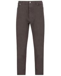 Brunello Cucinelli - Dark Garment-Dyed Stretch Cotton Five-Pocket Straight-Leg Denim Jeans - Lyst