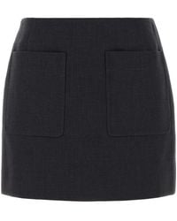 Bottega Veneta - Graphite Cotton Blend Mini Skirt - Lyst
