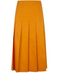 DR. HOPE - Pleated Cotton Twill Skirt - Lyst