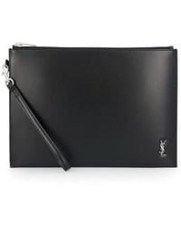 Saint Laurent - Leather Monogram Clutch Bag - Lyst