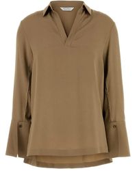 Max Mara - Camel Stretch Crepe Dover Blouse - Lyst