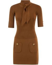 Elisabetta Franchi - Knit Mini Dress With Bow Detail - Lyst