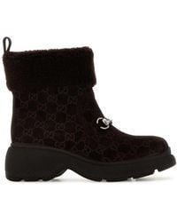 Gucci - Dark Suede Ankle Boots - Lyst