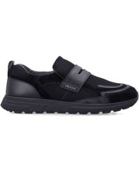 Prada - Prax Mesh And Leather Loafers - Lyst